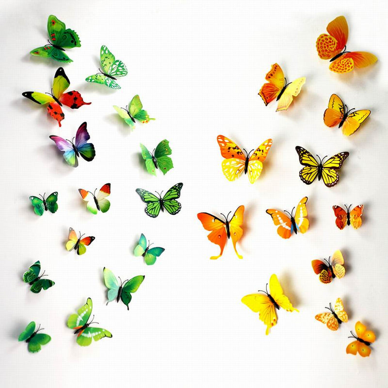3D Butterfly Wall Decals Multicolor PVC Wall Stickers For TV Wall Kids Bedroom Wall Home house Decoration New fashion