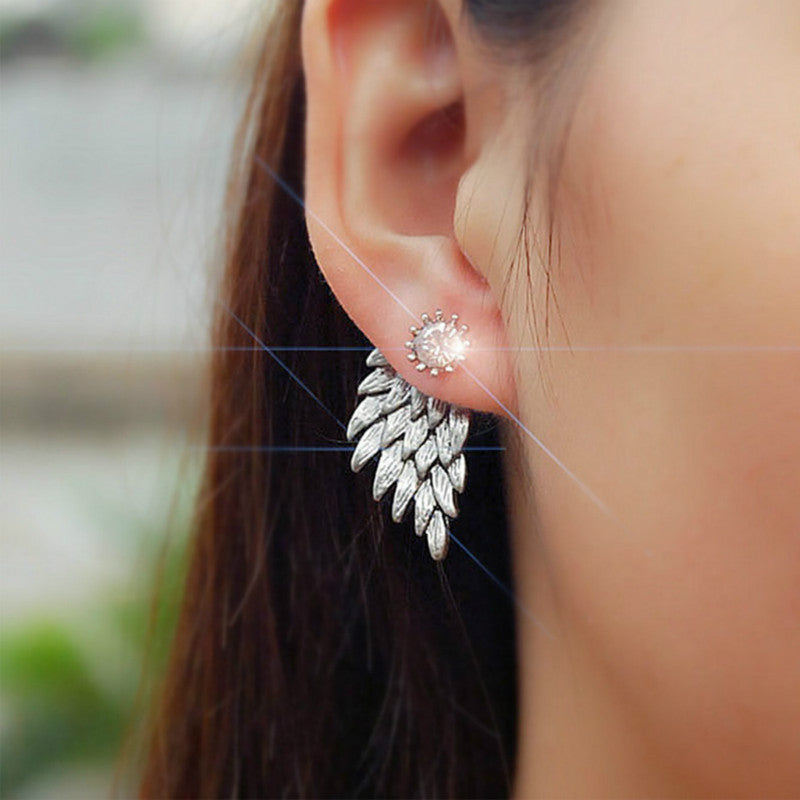 New Gothic Gold Silver Plated Cool Angel Wings Alloy Cool Feather Earring for Women Fashion Jewelry Gifts Boucle D'oreille Femme