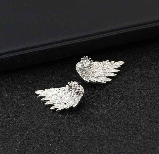 New Gothic Gold Silver Plated Cool Angel Wings Alloy Cool Feather Earring for Women Fashion Jewelry Gifts Boucle D'oreille Femme