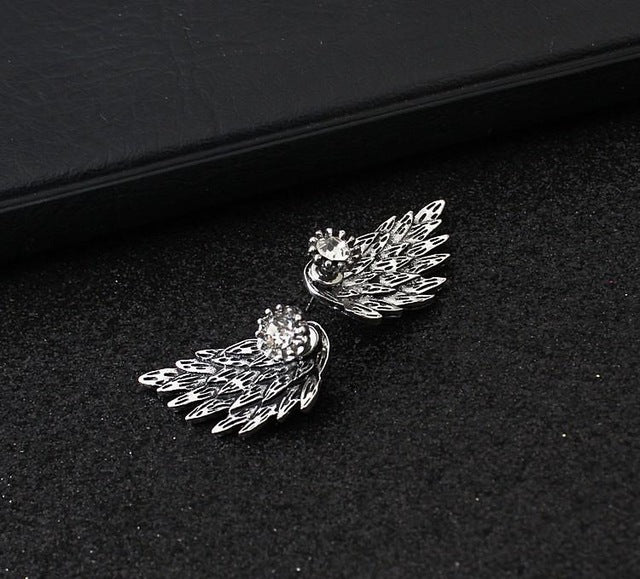 New Gothic Gold Silver Plated Cool Angel Wings Alloy Cool Feather Earring for Women Fashion Jewelry Gifts Boucle D'oreille Femme