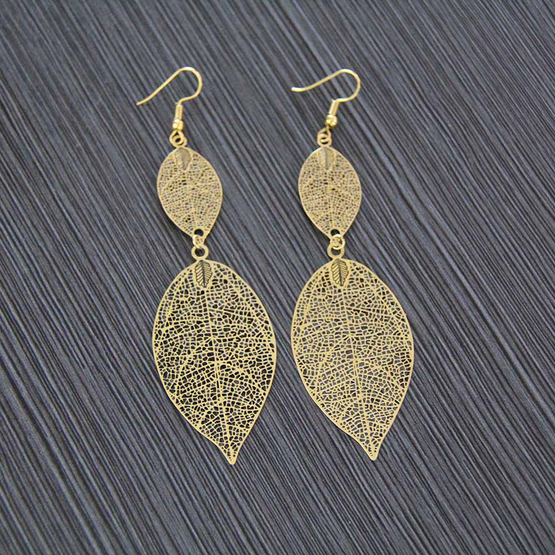 Sheet Copper Stamping Hollow Out Flowers Leaves Butterfly Earrings Bronze Color Round Earring Antique Gold Jewelry