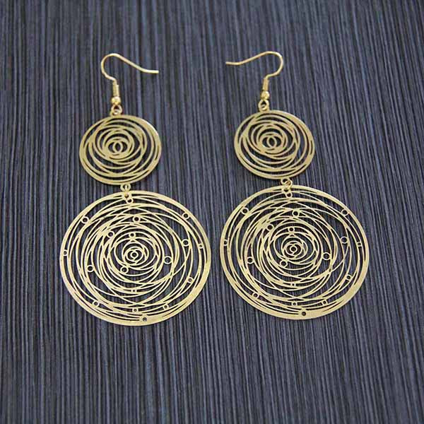 Sheet Copper Stamping Hollow Out Flowers Leaves Butterfly Earrings Bronze Color Round Earring Antique Gold Jewelry