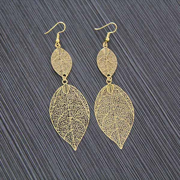Sheet Copper Stamping Hollow Out Flowers Leaves Butterfly Earrings Bronze Color Round Earring Antique Gold Jewelry