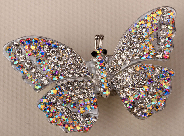 Butterfly stretch ring for women girls summer bling jewelry W crystal gold & silver color wholesale dropship 12