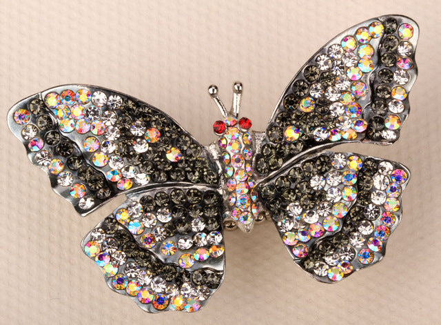 Butterfly stretch ring for women girls summer bling jewelry W crystal gold & silver color wholesale dropship 12