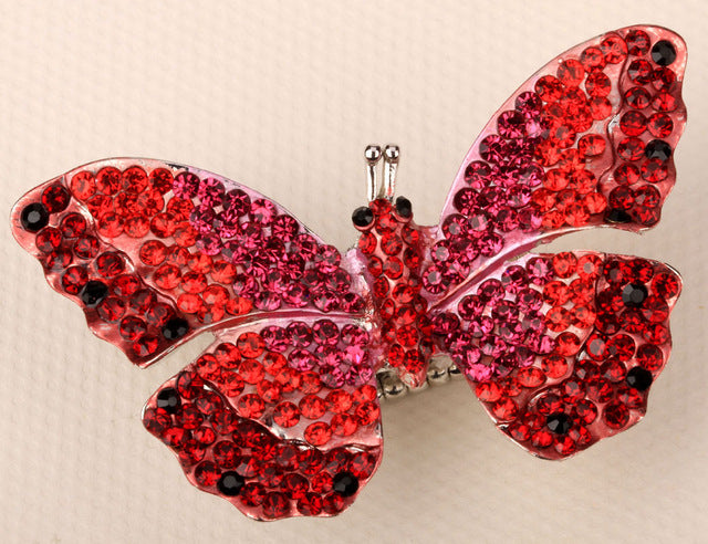 Butterfly stretch ring for women girls summer bling jewelry W crystal gold & silver color wholesale dropship 12