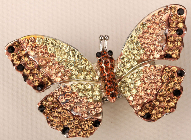 Butterfly stretch ring for women girls summer bling jewelry W crystal gold & silver color wholesale dropship 12