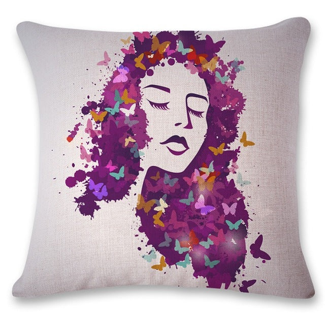 SMAVIA Popular Purple Trees Design Cushion Covers Purple Butterfly Portraits Pillowcase Car/ Chair/ Sofa Pillow Covers 45*45 cm