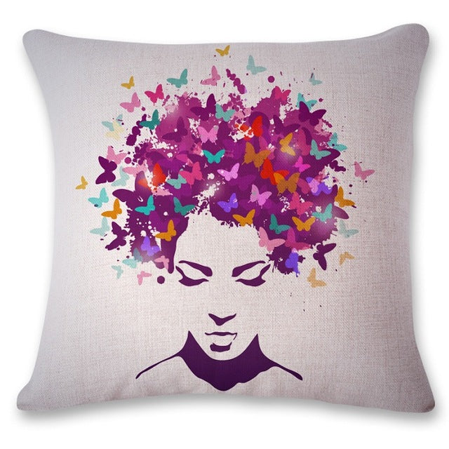 SMAVIA Popular Purple Trees Design Cushion Covers Purple Butterfly Portraits Pillowcase Car/ Chair/ Sofa Pillow Covers 45*45 cm