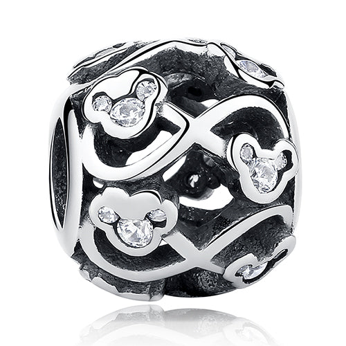 BELAWANG 925 Sterling Silver Heart Crystal Charms Footprint Butterfly Beads Fit Original Pandora Bracelet Bangle DIY Jewelry