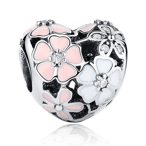 BELAWANG 925 Sterling Silver Heart Crystal Charms Footprint Butterfly Beads Fit Original Pandora Bracelet Bangle DIY Jewelry