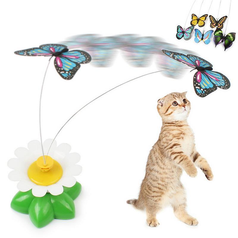 Cat Toys Electric Rotating Colorful Butterfly Funny Pet Seat ScratchToy For Cats Kitten 8 x 5.5cm