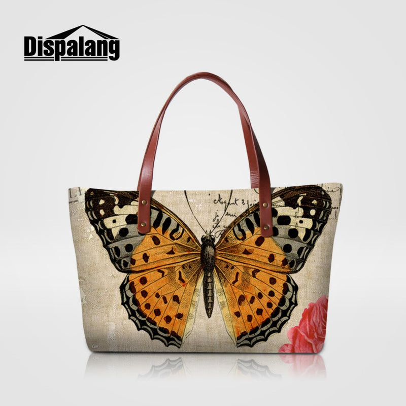 Dispalang Brand Women Bag Animal Butterfly Print Handbags Female Casual Shoulder Bag Ladies Beach Bags Girls Top-handle Bags