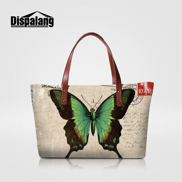 Dispalang Brand Women Bag Animal Butterfly Print Handbags Female Casual Shoulder Bag Ladies Beach Bags Girls Top-handle Bags