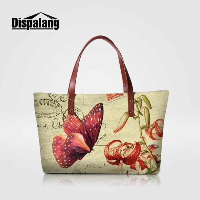 Dispalang Brand Women Bag Animal Butterfly Print Handbags Female Casual Shoulder Bag Ladies Beach Bags Girls Top-handle Bags