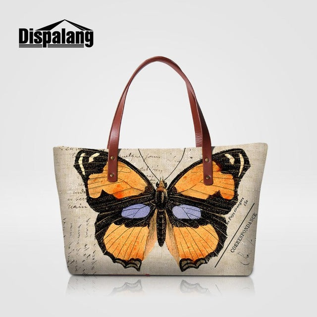 Dispalang Brand Women Bag Animal Butterfly Print Handbags Female Casual Shoulder Bag Ladies Beach Bags Girls Top-handle Bags