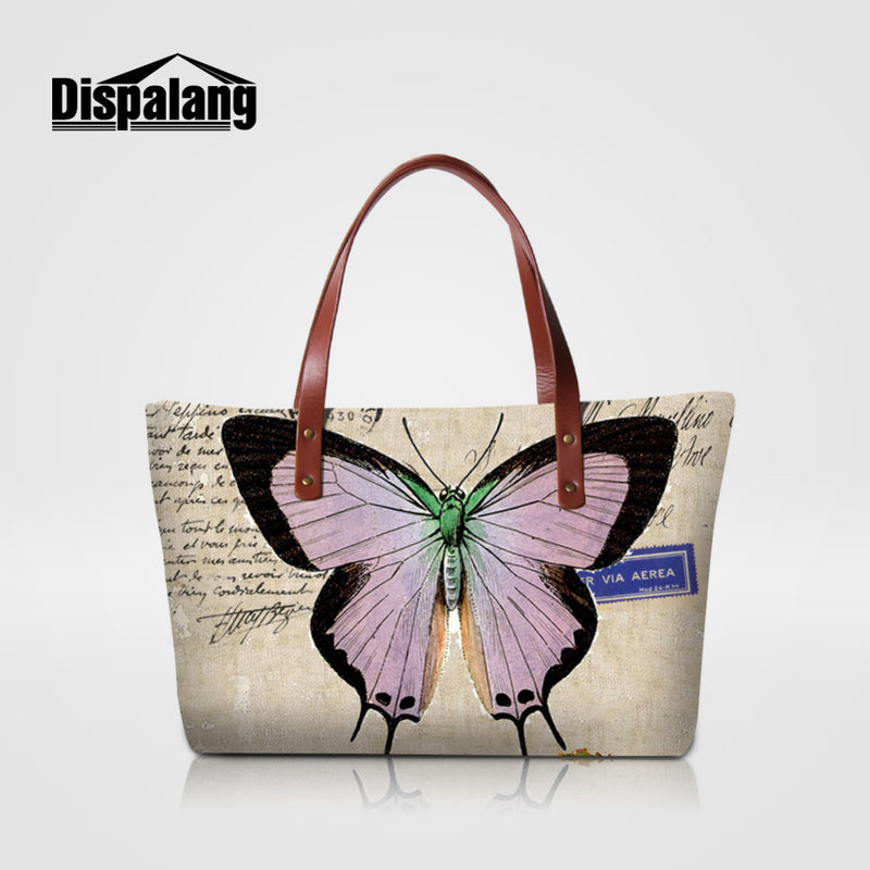 Dispalang Women Bag  Vintage butterfly Printing Ladies Handbag Summer Beach Bag Female Shopping Bag Big Tote Travel Shoulder Bag