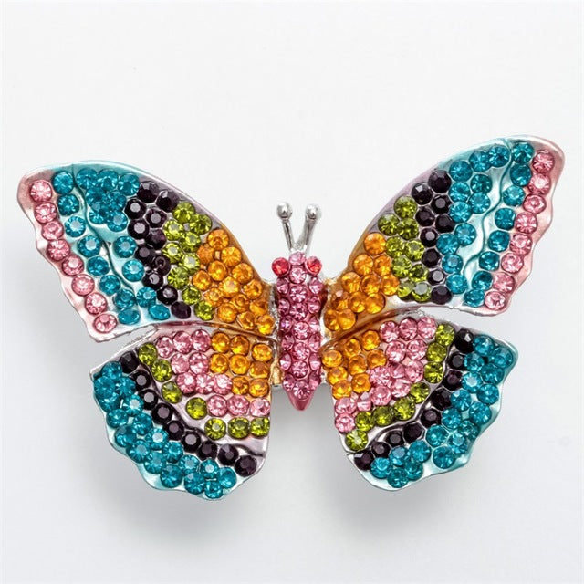 Butterfly stretch ring for women girls summer bling jewelry W crystal gold & silver color wholesale dropship 12