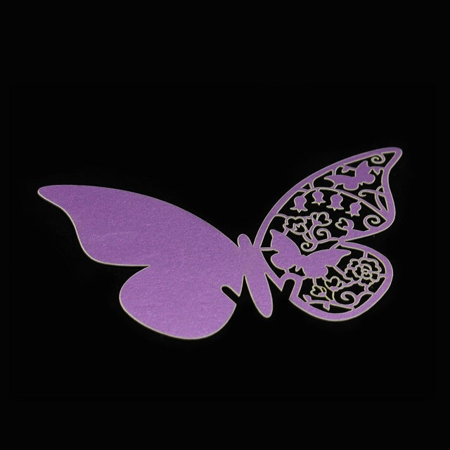30pcs/lot Laser Cut Paper Butterfly Wine Glass Card Name Place Cup Escort Card for Wedding Christmas Birthday Party Decorations