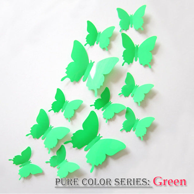12 Pcs/set 3D PVC Double Butterfly Wall Sticker Butterfly on the wall Home Decor New Arrival Fridage stickers Decoration