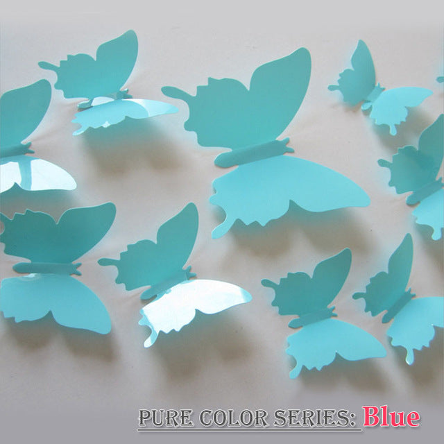 12 Pcs/set 3D PVC Double Butterfly Wall Sticker Butterfly on the wall Home Decor New Arrival Fridage stickers Decoration