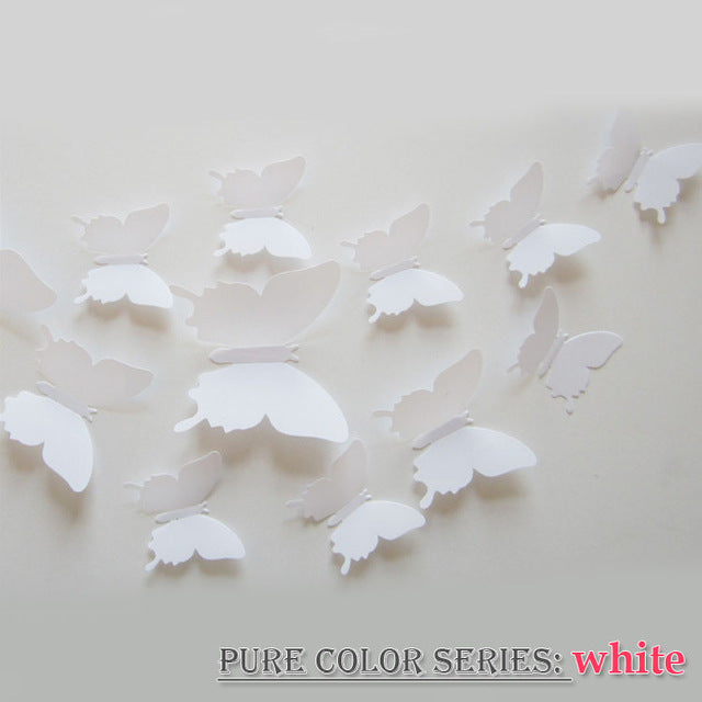12 Pcs/set 3D PVC Double Butterfly Wall Sticker Butterfly on the wall Home Decor New Arrival Fridage stickers Decoration