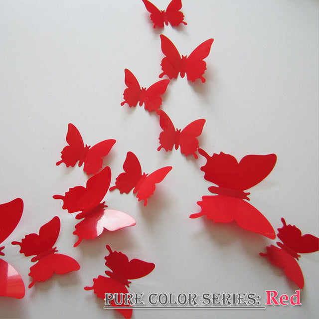 12 Pcs/set 3D PVC Double Butterfly Wall Sticker Butterfly on the wall Home Decor New Arrival Fridage stickers Decoration