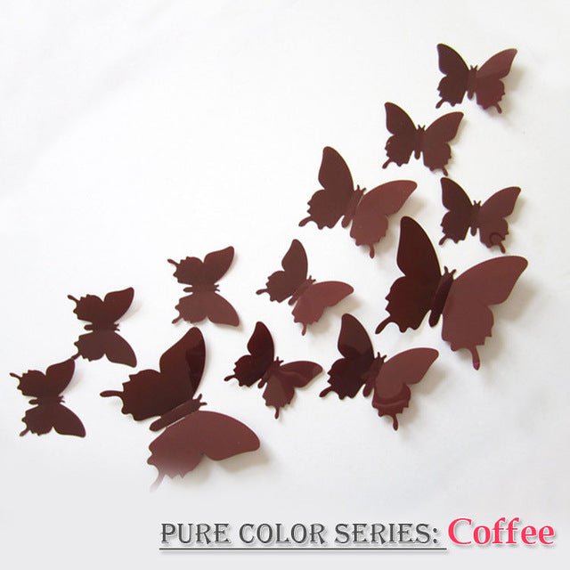 12 Pcs/set 3D PVC Double Butterfly Wall Sticker Butterfly on the wall Home Decor New Arrival Fridage stickers Decoration