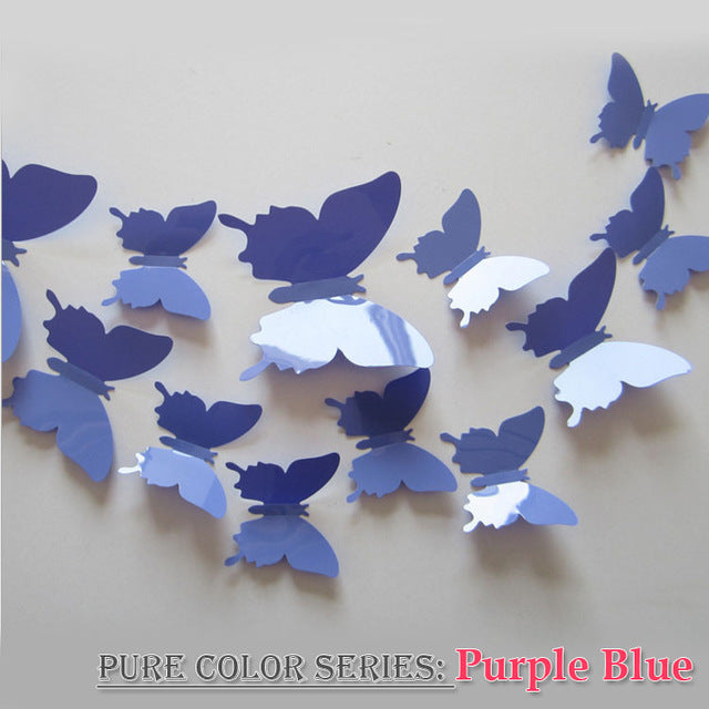 12 Pcs/set 3D PVC Double Butterfly Wall Sticker Butterfly on the wall Home Decor New Arrival Fridage stickers Decoration