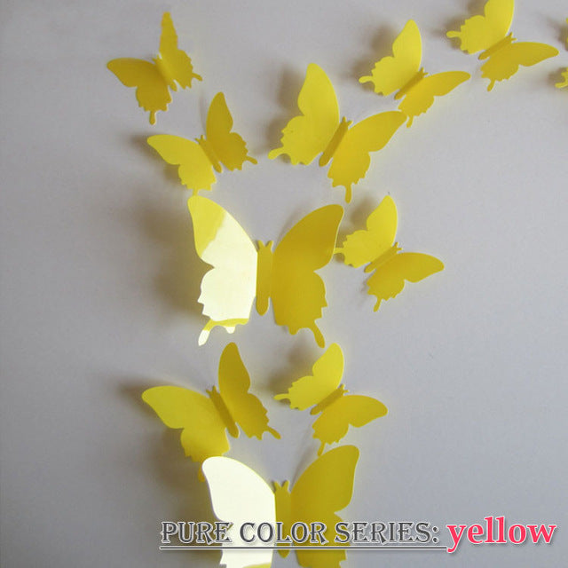 12 Pcs/set 3D PVC Double Butterfly Wall Sticker Butterfly on the wall Home Decor New Arrival Fridage stickers Decoration
