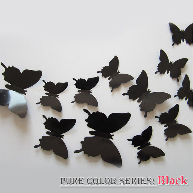 12 Pcs/set 3D PVC Double Butterfly Wall Sticker Butterfly on the wall Home Decor New Arrival Fridage stickers Decoration