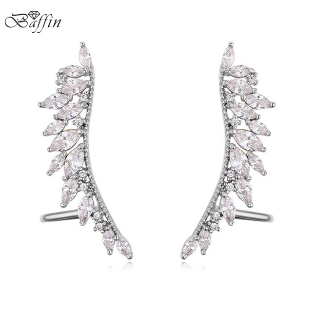 BAFFIN 2017 Fashion  Wing Ear Cuff Cubic Zirconia Clip Earrings For Women Wedding Party Piercing Earrings Bijoux