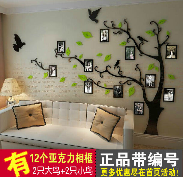 New arrival Crystal acrylic Frame tree bird Three-dimensional wall stickers TV wall sofa background decoration 3D wall stickers