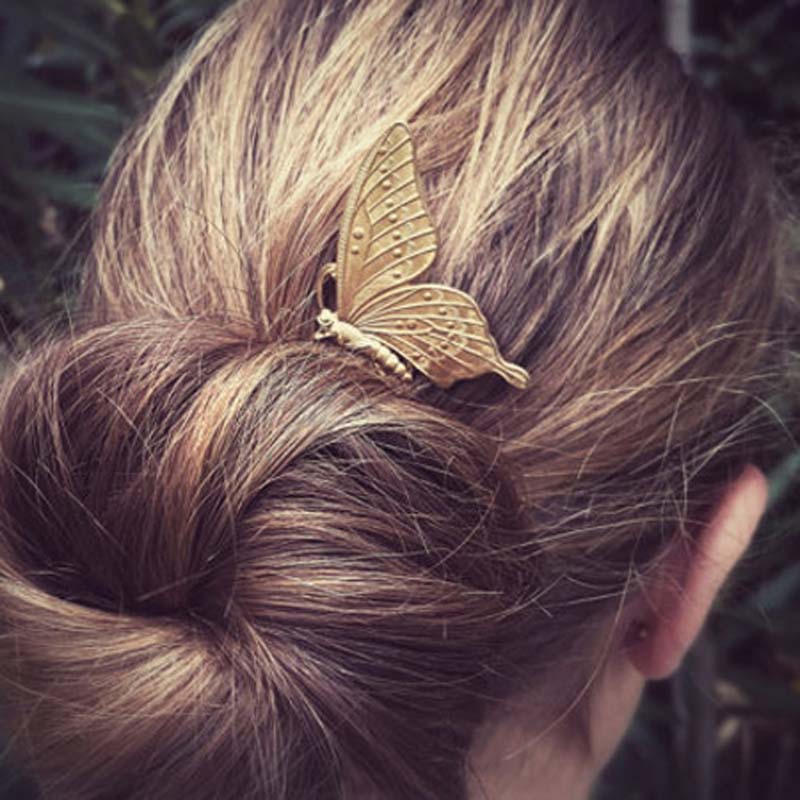 Retro Women Metal Butterfly Hair Combs Fashion Elegant Insect Shaped Hair Accessories