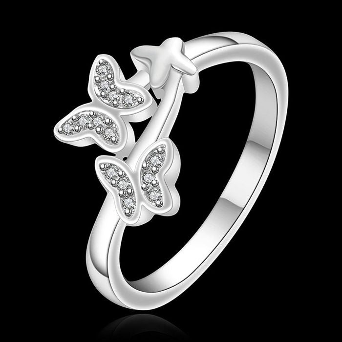 Wholesale silver plated Ring,925 Jewelry silver,Austria Crystal butterfly Ring SMTR655
