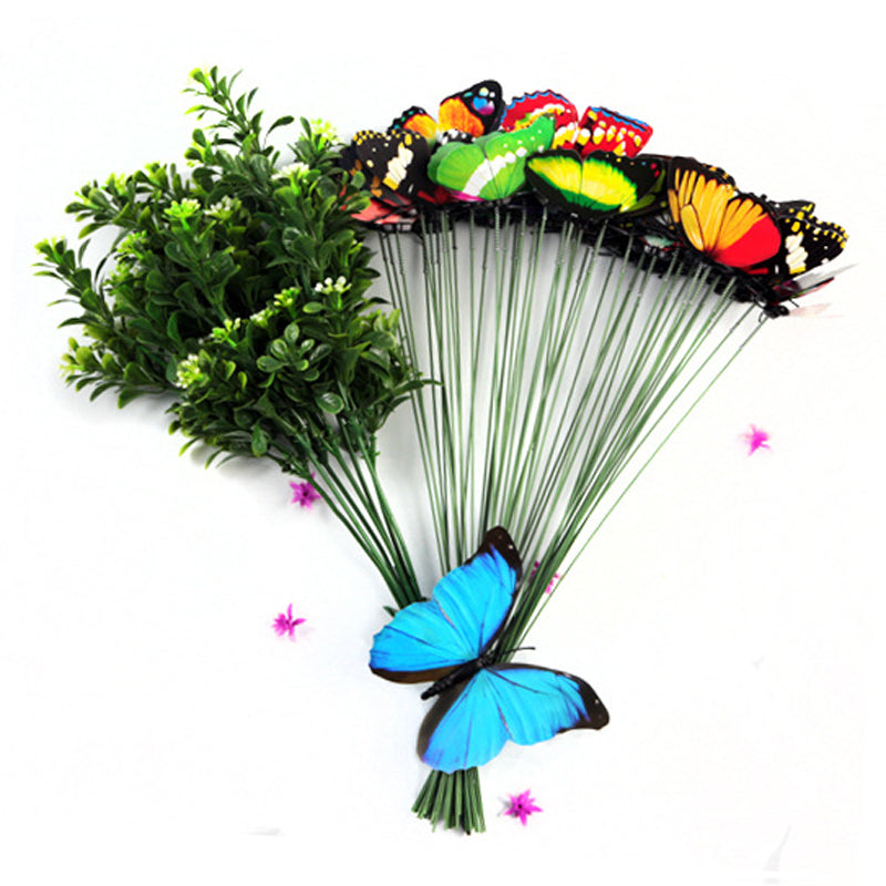 Garden Flower Decor Flower Stake Beautiful Garden Butterfly On Sticks Butterfly Picks Vase Lawn Craft Art DIY Decoration Random