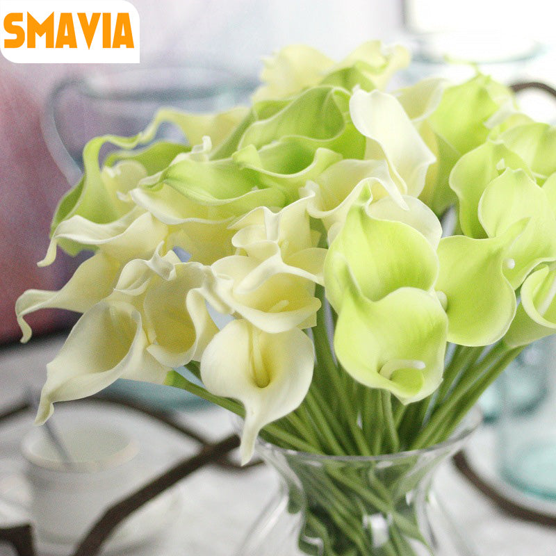 SMAVIA 10pcs/lot Artificial PU Calla Lily Simulation Flowers for Wedding Party Banquets Decorative Flowers Home Decor 12 colors
