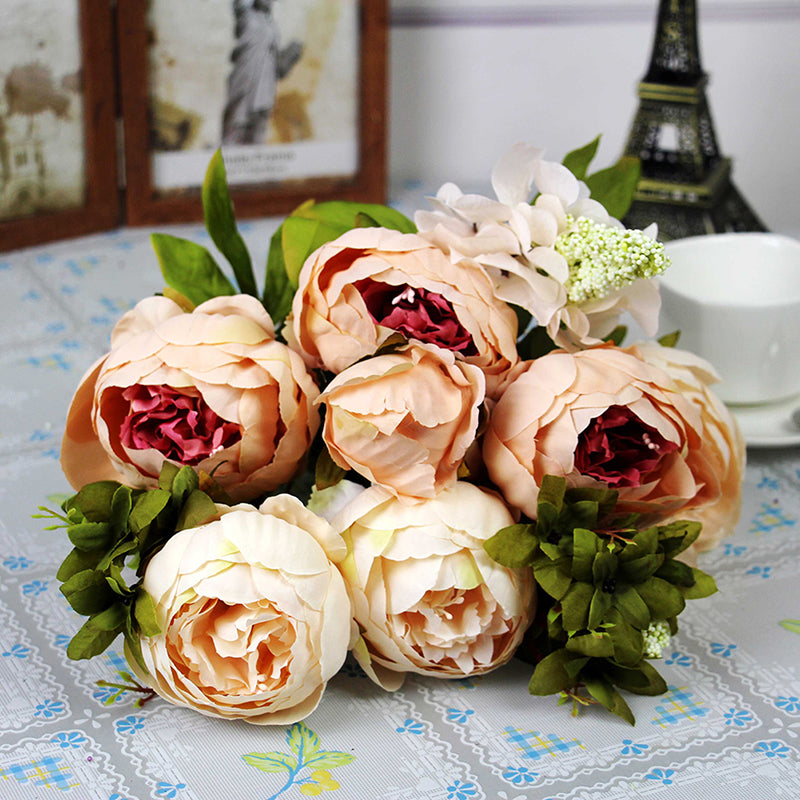 Yaran Artificial Flowers 6 Head Branch Peony Silk Simulation Flower Fake Flower Wedding Bouquets Home Decoration Table ccessory