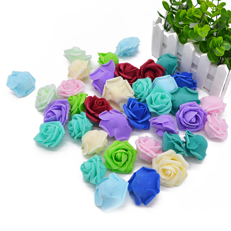 50pcs/lot 4.5cm Foam Rose Flower Head Artificial Flowers For Home Garden DIY Wreath Wedding Decoration Festive Party Supplies 8Z