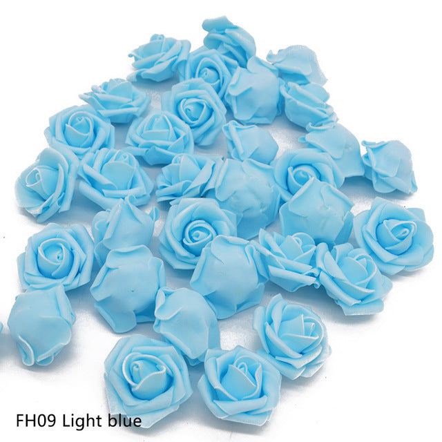 50pcs/lot 4.5cm Foam Rose Flower Head Artificial Flowers For Home Garden DIY Wreath Wedding Decoration Festive Party Supplies 8Z