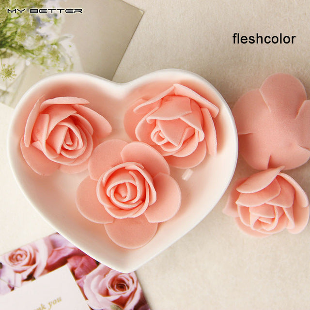 30pcs Mini PE Foam Artificial Rose Flowers For Wedding Car Decoration DIY Wreath Decorative Valentine Day Fake Flowers