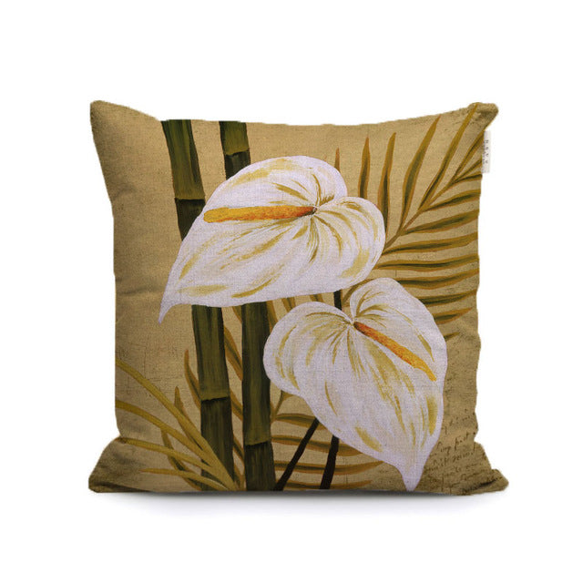 gorgeous lily bloom flowers decorative pillows covers butterfly plants throw cushion cases for sofa home