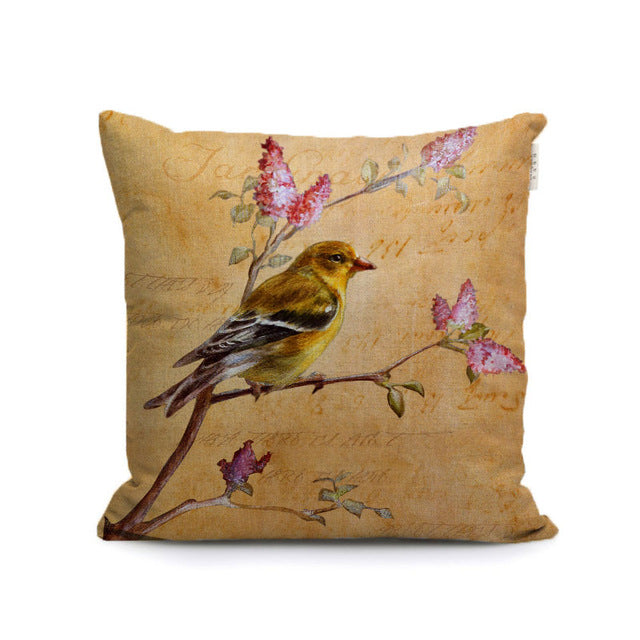 vintage nordic bird and butterfly decorative pillows covers oil painting plants and animal throw cushion cases for sofa home
