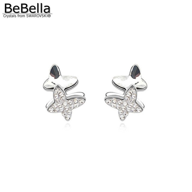 BeBella 3 colors women crystal butterfly earrings made with Austrian crystals from Swarovski for women gift