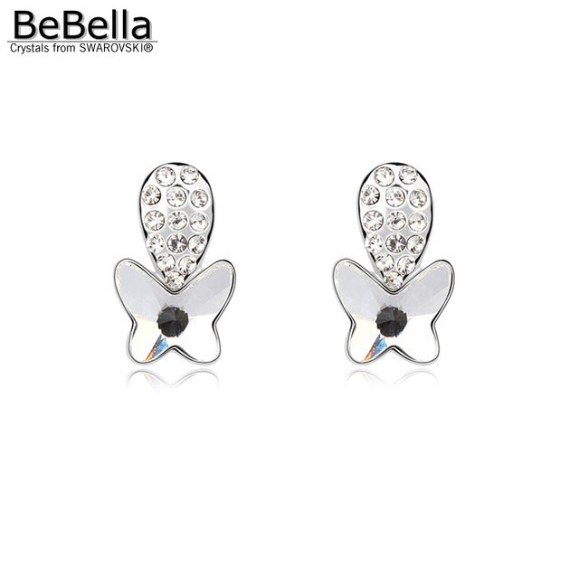 BeBella women gift 3 colors women crystal butterfly earrings made with Austrian crystals from Swarovski