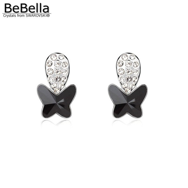 BeBella women gift 3 colors women crystal butterfly earrings made with Austrian crystals from Swarovski