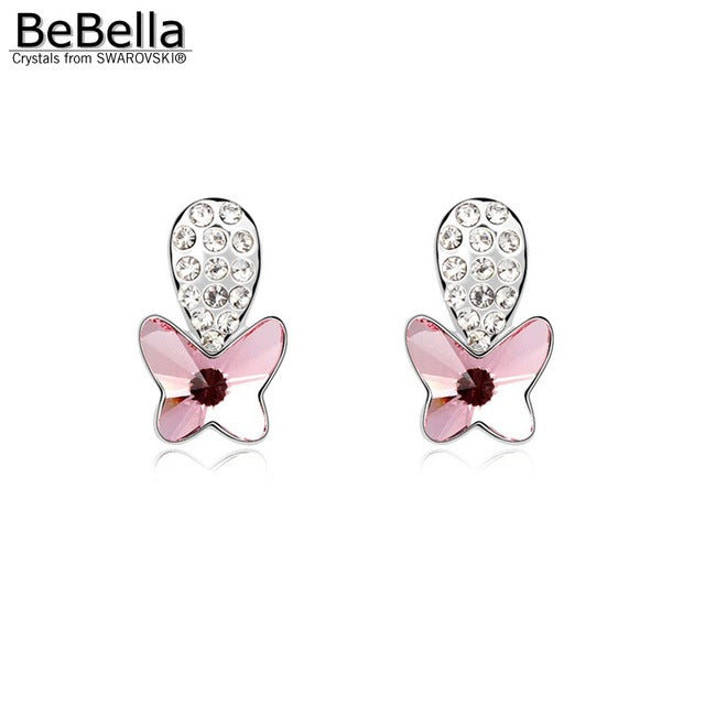 BeBella women gift 3 colors women crystal butterfly earrings made with Austrian crystals from Swarovski