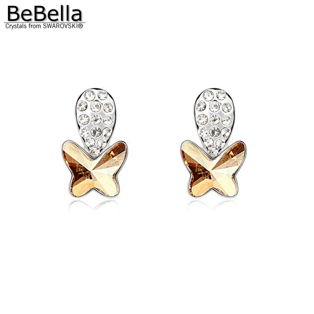 BeBella women gift 3 colors women crystal butterfly earrings made with Austrian crystals from Swarovski