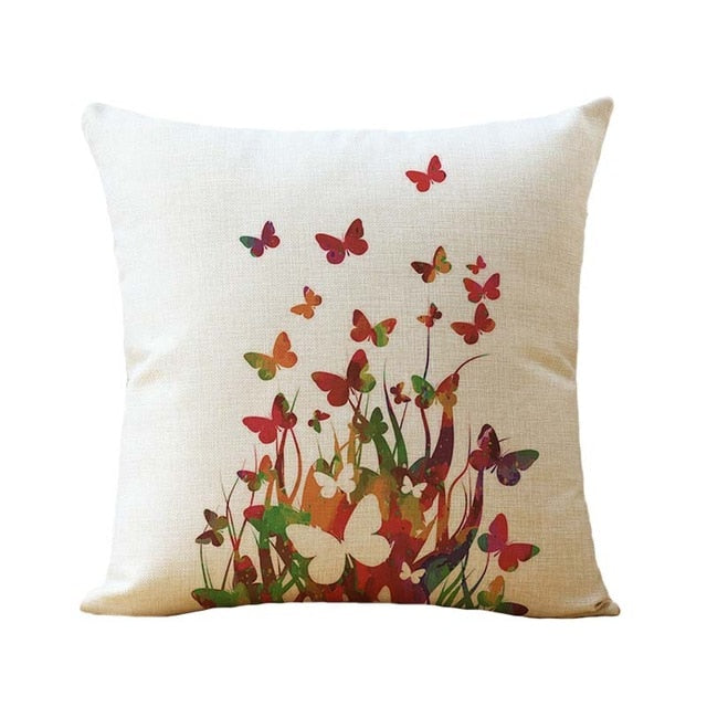 45*45cm Cotton Linen Cushion Covers Throw Pillows Case Butterfly Pattern Sofa Cushions Cover Home Decor Pillow Cover funda cojin
