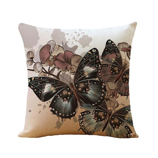 Decorative Throw Pillows, Butterfly Cotton and linen Pillow Cover